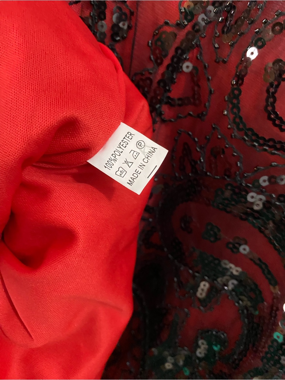 Fundaisy 1920s Red Black Sequin Fringe Flapper Dress Large Gatsby Cocktail Party - Picture 12 of 12